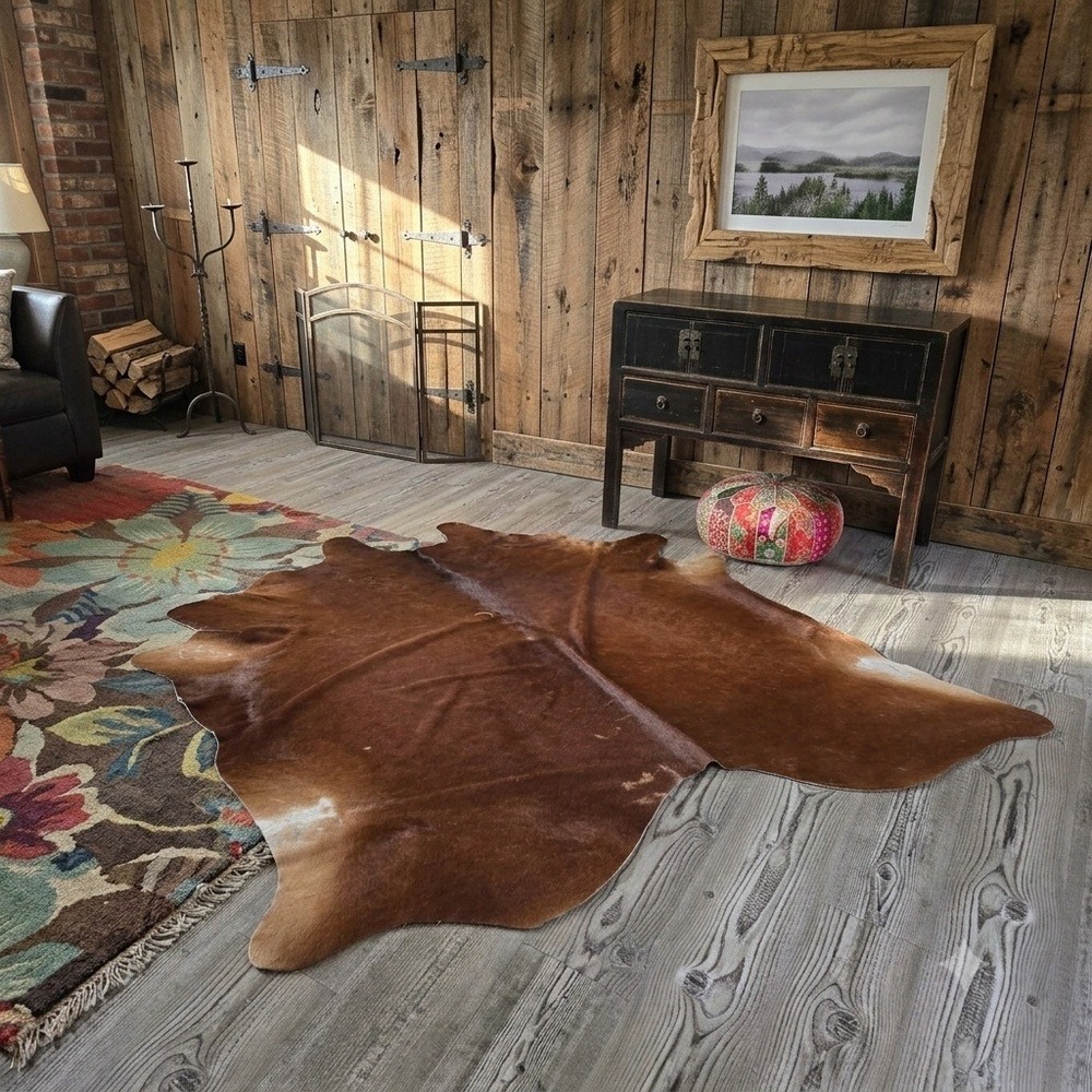 VTG IKEA Koldby Cowhide Rug Brown Large Natural Leather Hide Argentina 83x72